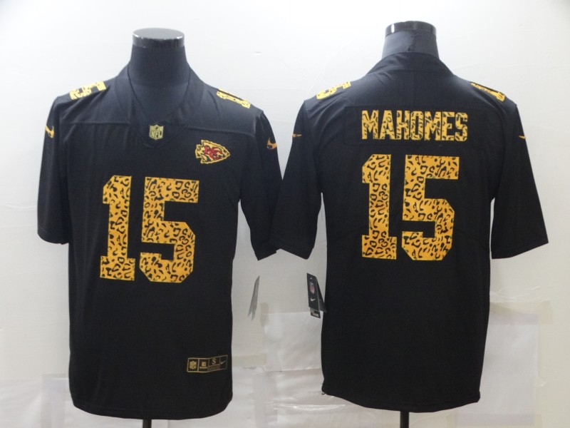Men's Kansas City Chiefs #15 Patrick Mahomes 2020 Black Leopard Print Fashion Limited Stitched NFL Jersey